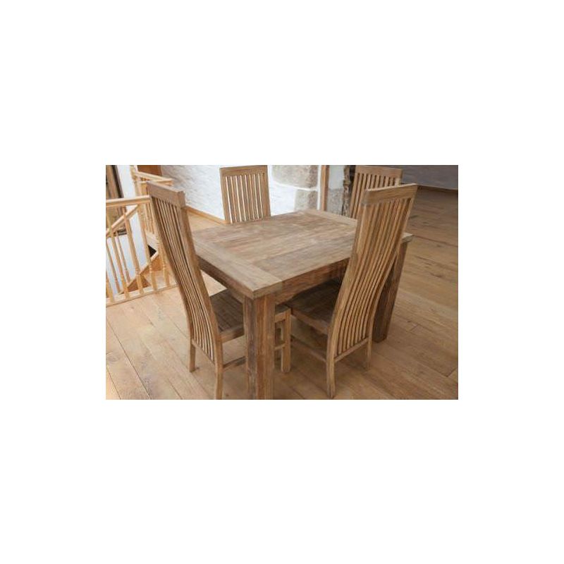 1.2m Reclaimed Teak Taplock Dining Table with 4 Vikka Chairs